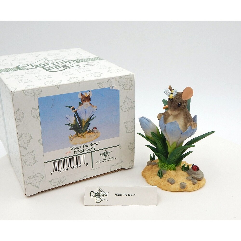 Charming Tails What's The Buzz Figurine Mouse 98-212 Fitz Floyd Figure 1997 Vtg